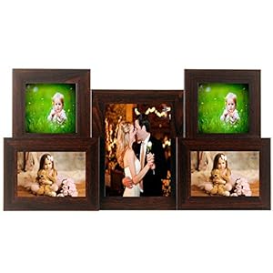 WENS 5-Picture MDF Photo Frame (19.25 inch x 10.25 inch, Brown)
