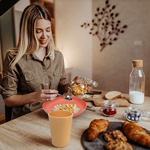 Wheat Straw Dinnerware Sets for 4, Kids Plates and Bowls Sets, Unbreakable Microwave Dishwasher Safe Tableware, Lightweight Reusable Kitchen Set Travel Camping RV Dishes