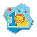 Amscan 1 Wild Boy 1st Birthday Beverage Napkins, 10 Inch, Blue, 16 Count