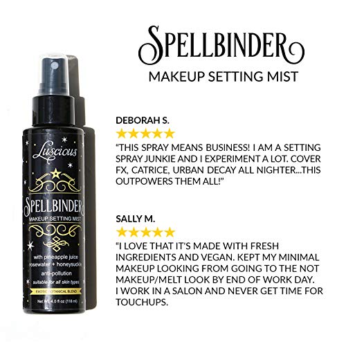Spellbinder Makeup Setting Spray by Luscious Cosmetics - Made with Real Pineapple Juice, Rosewater, and Honeysuckle - Long Lasting Setting Spray Makeup - (4 fl oz / 118 ml)