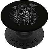 Wildflower Floral Flower Design Feminine Black PopSockets Adhesive PopGrip