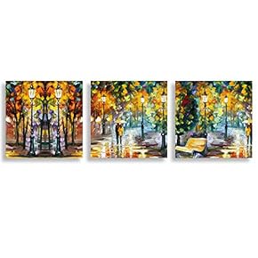 3 Piece Canvas Wall Art for Living Room Bedroom Home Artwork Romantic Autumn Scenery Paintings Ready to Hang - 12"x12"x3 Panels