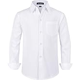 Spring&Gege Boys' Long Sleeve Dress Shirts Formal for Kids School Uniform Button Down Shirt (Regular Fit & Husky)