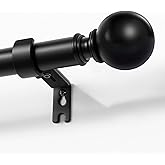 Joydeco Black Curtain Rods for Windows 32 to 120 inches, 1 inch Diameter Heavy Duty Adjustable Curtain Rods for Bedroom, Sliding Glass Doors, Outdoor, Patio