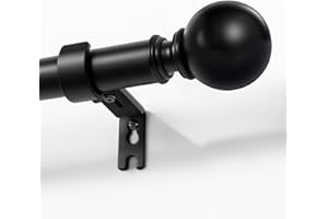 Joydeco Black Curtain Rods for Windows 32 to 120 inches, 1 inch Diameter Heavy Duty Adjustable Curtain Rods for Bedroom, Sliding Glass Doors, Outdoor, Patio