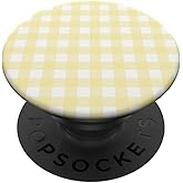 Pastel Lemon Yellow Gingham Kawaii Cottagecore Aesthetic PopSockets Adhesive PopGrip