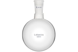 Labasics Glass Round Bottom Flask, Borosilicate Glass Heavy Wall Short Neck Round Bottom Flask RBF Single Neck Flask with 24/40 Standard Taper Outer Joint, 500 ml