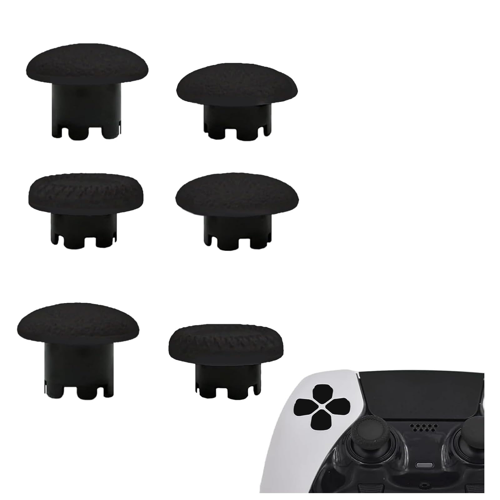 6-in-1 Interchangeable Thumbstick Caps for PS5 DualSense Edge Controller,Swappable Thumbsticks for PS5 Dualsense Controller, Thumbsticks Joysticks Kits Replacement for PS5 Dualsense Controller(Black)