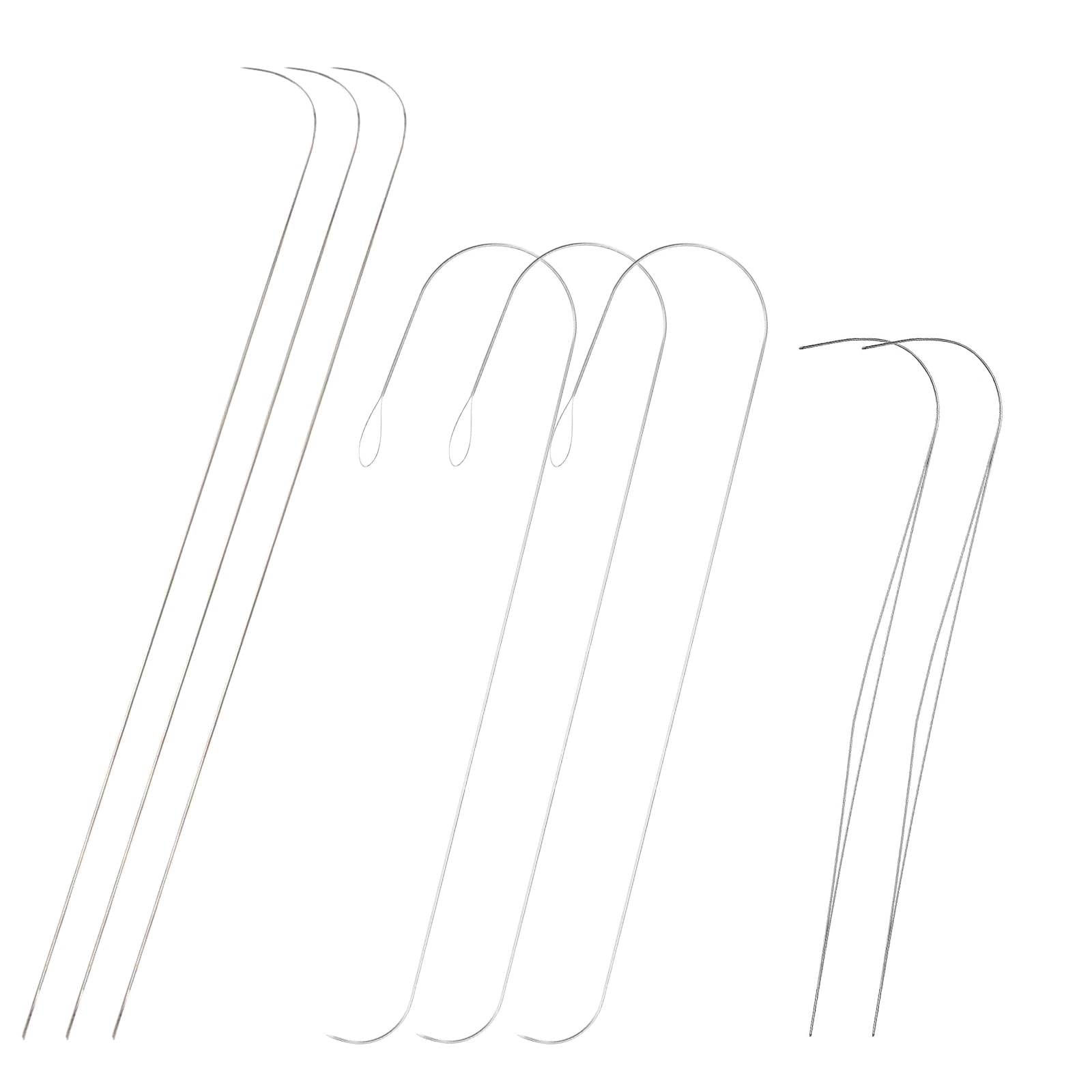 8 Pcs Bead Spinner Needles,Stainless Steel Curved Beading Needles,Open Curved Big Eye Beading Needles for DIY Beading Jewelry Making Crafts