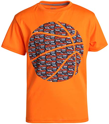 Hind Boys 4-Piece Matching Performance Athletic Shirt and Short Sets, Heather Grey/Orange, Size 3T
