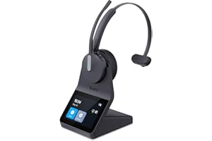 Yealink HA64 Pro Wireless DECT & Bluetooth Headset with Touch Screen for Office, Home, Desk Phone, Computer, Smartphone (Single Speaker)