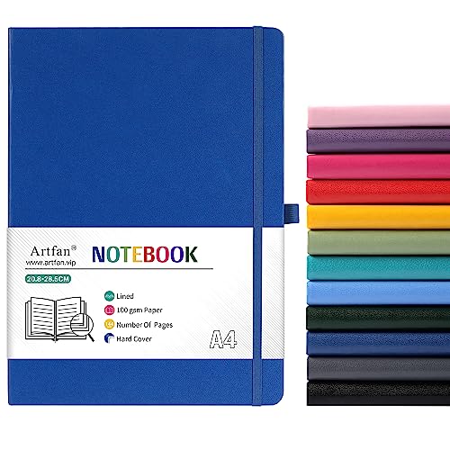 A4 Notebook - Notebook A4 with Premium Paper, Faux Leather Classic Writing A4 Notebook Journal, 8.35" X 11.45", Hardcover - Dark Blue… — image 1