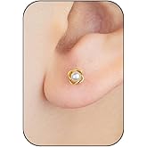 Flat Back Pearl Earrings for Women, Hypoallergenic Surgical Steel Stud Earrings 14K Gold-plated Screw Back Floral Pearl Earring for Sensitive Ears Cute Small Earring for Women Trendy Jewelry Gifts