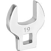 HARFINGTON Drive Crowfoot Wrench 3/8" 19mm Metric Flare Nut Wrench | CR-V Steel Electroplating Open End Crowfoot Spanner for Automotive Repair Mechanics, Bright Silver