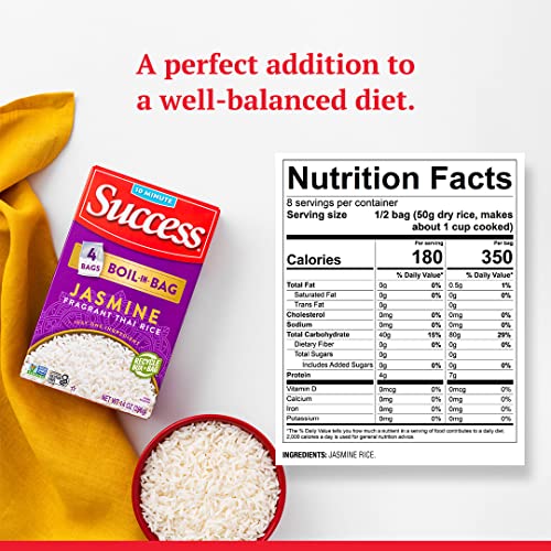 SUCCESS BOIL-IN-BAG RICE, THAI JASMINE RICE, QUICK RICE MEALS, 14-OUNCE BOX