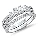 Oxford Diamond Co Princess Cut Cz Bridal Engagement Set .925 Sterling Silver Ring Sizes 4-12
