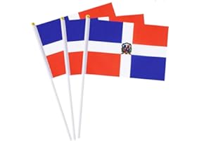 MFLAGPERFT Dominica Flag Dominican Flag, Small Mini Handheld Dominica Flags on Stick, Ideal for Party Parades Sports Events Patriotic Festival Decorations