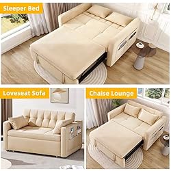 DWVO 55" Futon Couch, 3-in-1 Futon Sleeper with