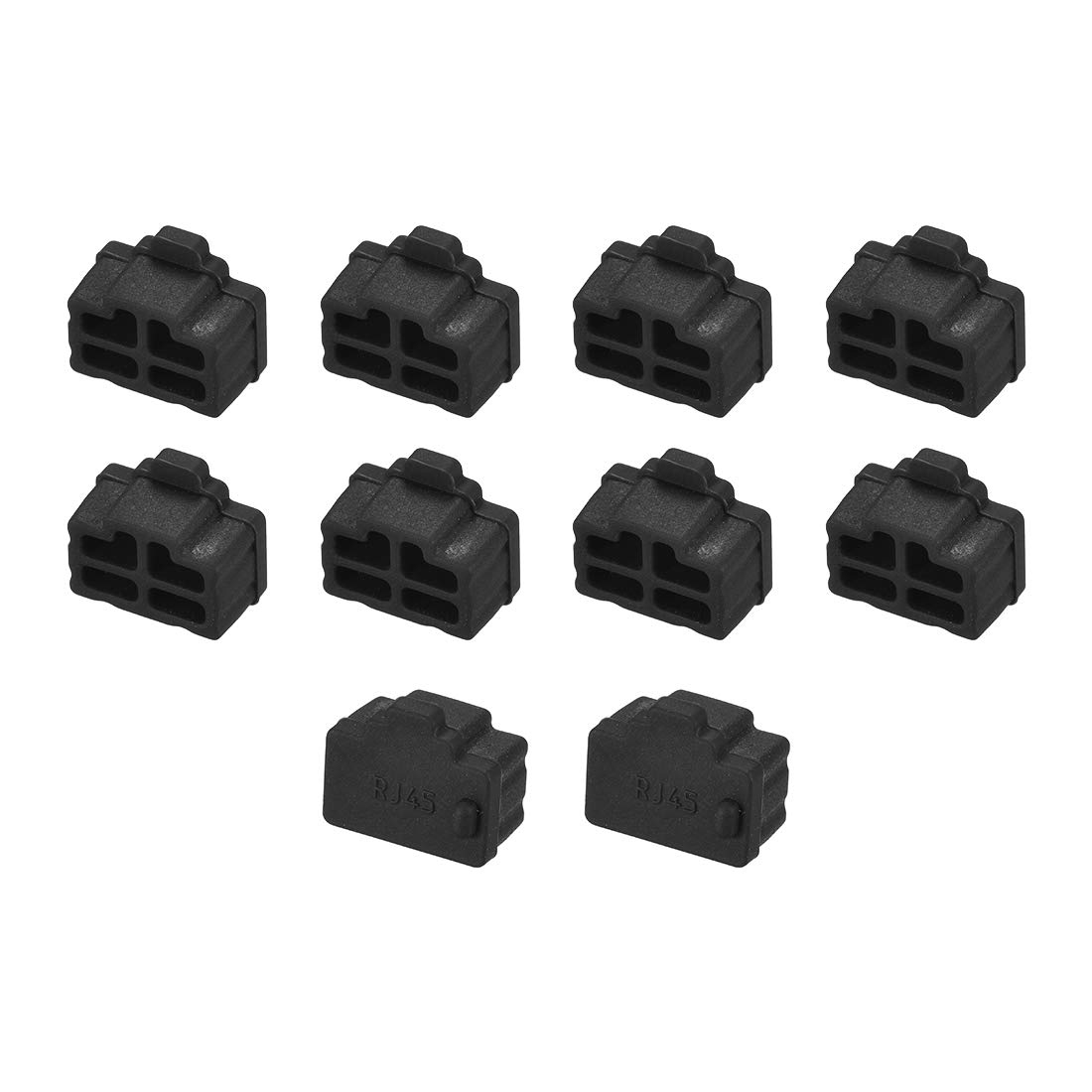 sourcing map 10pcs RJ45 Silicone Protectors Ethernet Hub Port Anti Dust Cap Cover 12mmx8.3mm Black