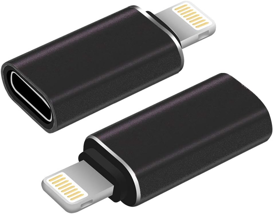 AODSC iOS Adaper,Type C(Female) to iOS (Male) Adapter,Support Data Transmission and Charging,Compatible with iOS Phone X/Xm/XS/8/8p/7/7P/7S/7SP/6/6S【2pack】(Black)