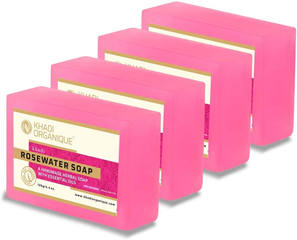 Khadi Organique Natural Herbal Rose Geranium Soap Pack of 4