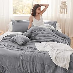 Bedsure Grey California King Comforter Set - 4
