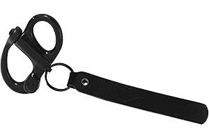standwme Quick Release Clip Shackle for SCBA Mask - Firefighter Accessories, Quick Release Lanyard, Marine Grade 316 Stainless Steel Shackle for Rigging with Leather Handle（Black）