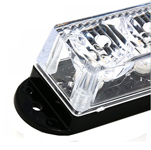 TASWK 3-LED Bulb Flashing Strobe Lights for Trucks Cars Vehicle Waterproof Emergency Grill Lights (Red) - Thumbnail 4