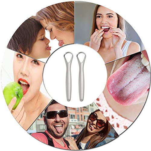 Tongue Scraper Cleaner Surgical Grade Stainless Steel (Pack of 2) - Tongue Cleaner for Adults, Kids, Men & Women - Cure Bad Breath with BPA-Free Metal Tongue Scrapers for Better Dental Hygiene - Thumbnail 2