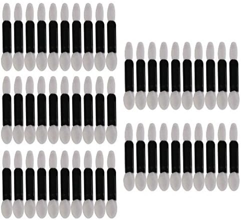 SaiDeng 50pcs Disposable Double Ended Brush EyeShadow Applicator Tools Black