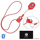 CamKix Camera Shutter Remote Control with Bluetooth Wireless Technology - Red - Lanyard with Detachable Ring Mount - Capture Pictures/Video Wirelessly at 30 ft Compatible with iPhone/Android
