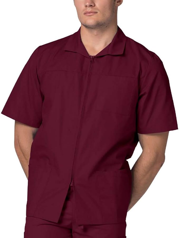 Adar Universal Scrubs for Men Zippered Short Sleeved
