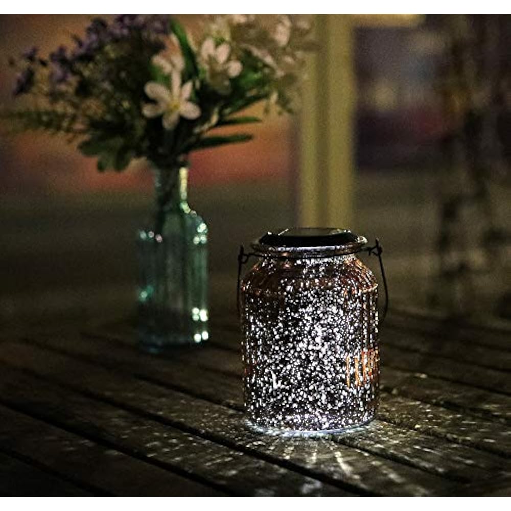 Solar Hanging Lights, Bronze Glass Jar Table Lamps, Indoor Outdoor