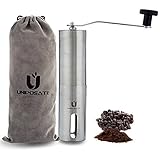 Premium Manual Burr Coffee Grinder - Uniposate Portable Conical Ceramic Burr Spices Mill,Adjustable Settings for any Grind,Bonus Storage Bag and Replacement Part