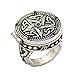Q&Q Fashion Vintage Silver Tribal Celtic Trinity Knot Star Carved Locket Band Finger Ring