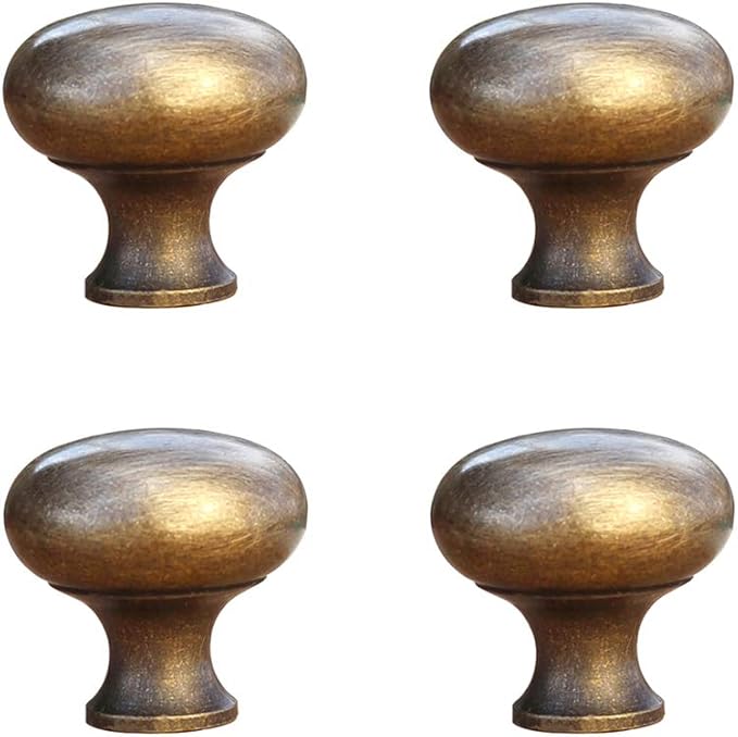Tiazza 4pcs Solid Brass Knobs Antique Drawer Small Pulls Modern