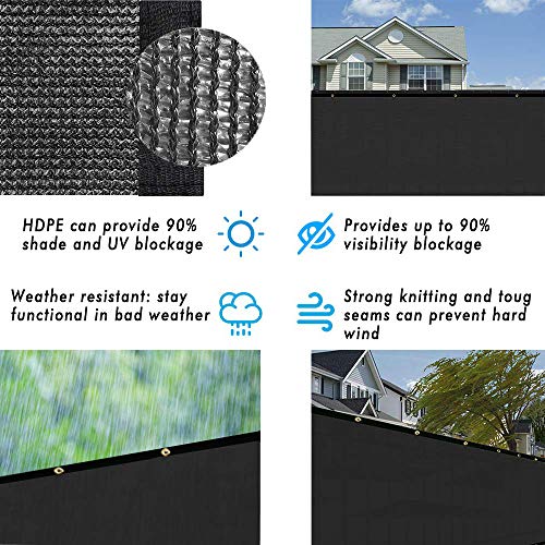 UPGRADE Fence Privacy Screen 6' x 50' Privacy Screen Fence with Heavy Duty Grommets for Visibility Blockage & Home Protection - Black