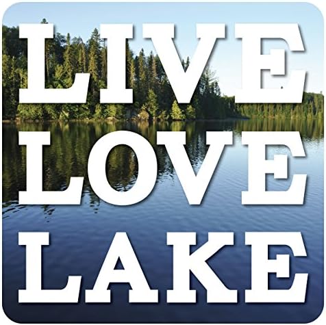 Live Love Lake Sign; 13.5x13.5 inch home decor sign with outdoor lake scene