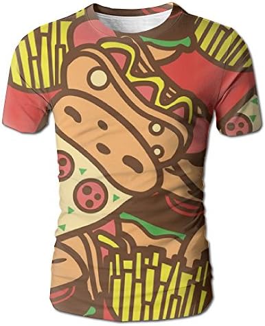 Men's 100% Eco-friendly Hamburger French Fries Ice Cream Pizza Short Sleeve T Shirts