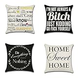Onway Sweet Home Throw Pillow Covers Set of 4 Geometric Pattern Cushion Slipcovers 18 x 18 Square Accent Linen Decorative Pillows