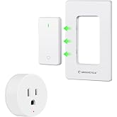 Greencycle Remote Control Outlet with Detachable Wireless Light Switch | No Wiring Needed,500FT Long Range,Programmable,IP66 Waterproof Wall Switch,15A 1500W LED for Lamps,Fans,Household Appliances
