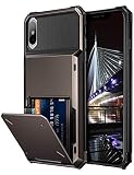 Vofolen Case for iPhone XS Max Case Wallet ID Slot Credit Card Holder Scratch Resistant Dual Layer Protective Bumper Rugged TPU Rubber Armor Hard Shell Case Cover for iPhone XS Max 10S Max (Gun Color)