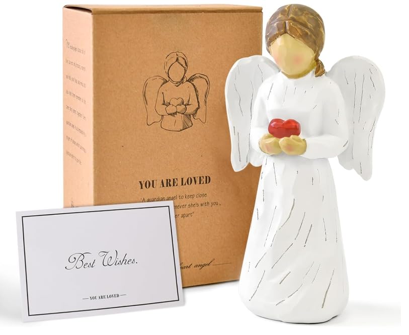 Zoyiancy Guardian Angel Figurines Angel Ornament Statue, Resin Angels Wings Sculpture Christmas Gifts for Women Mom Home Xmas Decor Collectible Gratitude Appreciation