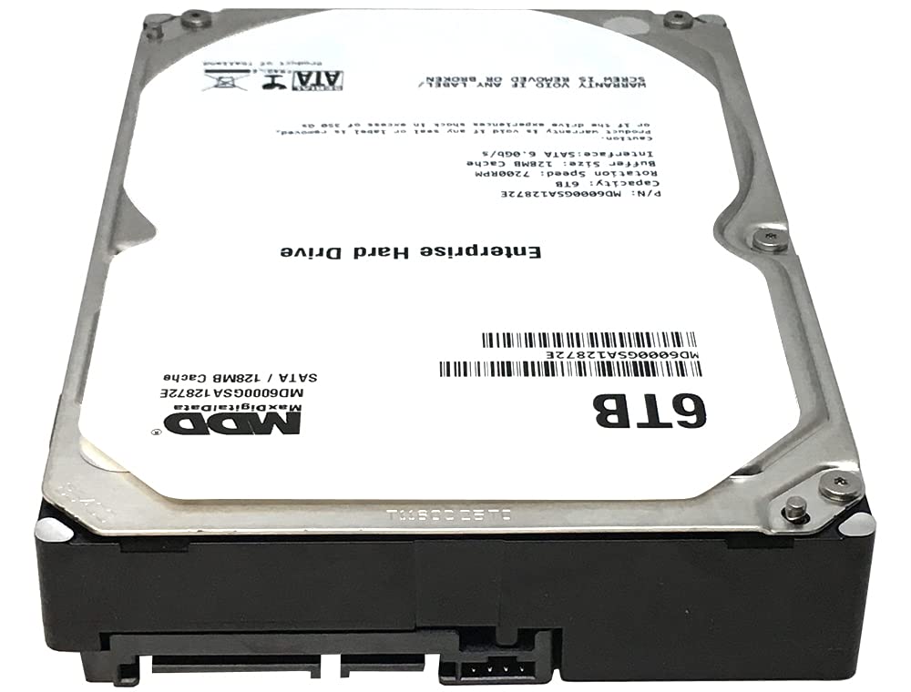 MDD MAXDIGITALDATA MaxDigitalData (MD6000GSA12872E) 6TB 7200RPM 128MB Cache SATA 6.0Gb/s 3.5-inch Internal Hard Drive (Enterprise Grade) - 3 Years Warranty (Renewed)