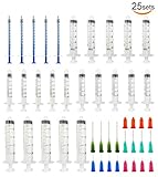 FRIMOONY 25 Sets Luer Lock Syringe 20ml/10ml/5ml/3ml/1ml with Blunt Tip Needles and Caps by V-story