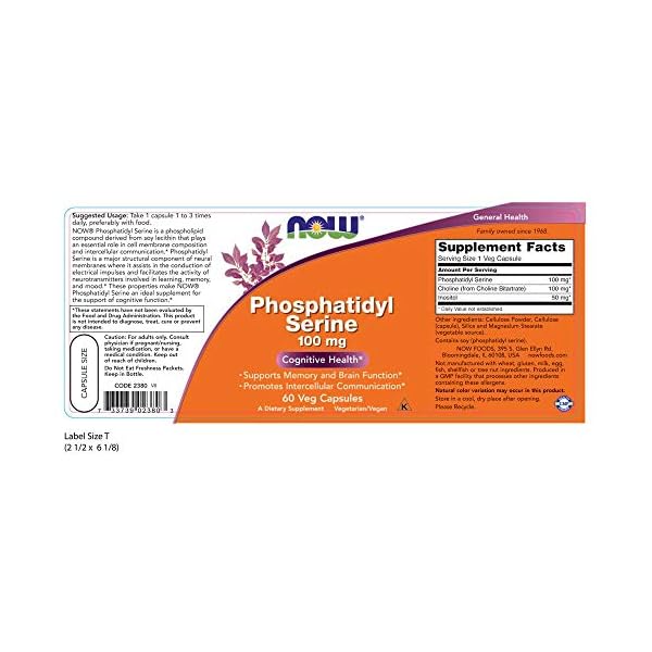 NOW Supplements, Phosphatidyl Serine 100 mg with Phospholipid compound