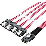 CableCreation Mini SAS 36Pin (SFF-8087) Male to 4 SATA 7Pin female Cable,Mini SAS Host Internal Cable to target HDD Hard Drive Splitter Cable, Red Color 0.5M