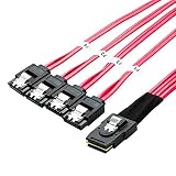 CableCreation 2-Pack Mini SAS 36Pin (SFF-8087) Male to 4 SATA 7Pin Female Cable, Mini SAS Host/Controller to 4 SATA Target/Backplane, Red Color 0.5M