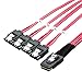 CableCreation Mini SAS 36Pin (SFF-8087) Male to 4 SATA 7Pin Female Cable,Mini SAS Host Internal Cable to Target HDD Hard Drive Splitter Cable, Red Color 0.5M