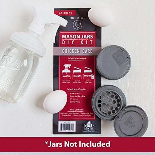 reCAP Mason Jar DIY Chicken Care Kit Kit | Made in The USA | Fits Regular-Mouth Mason Jars (Jar not Included)…